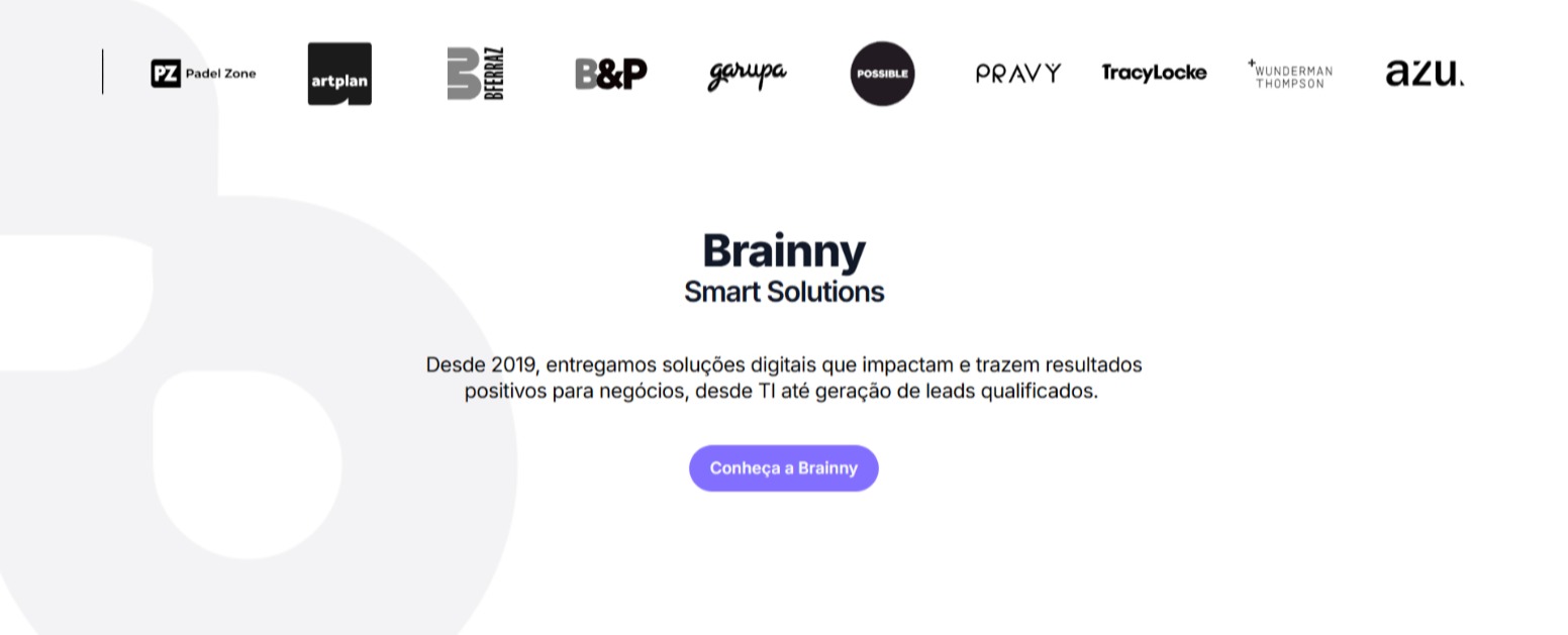 Client logos with the Brainny Smart Solutions intro