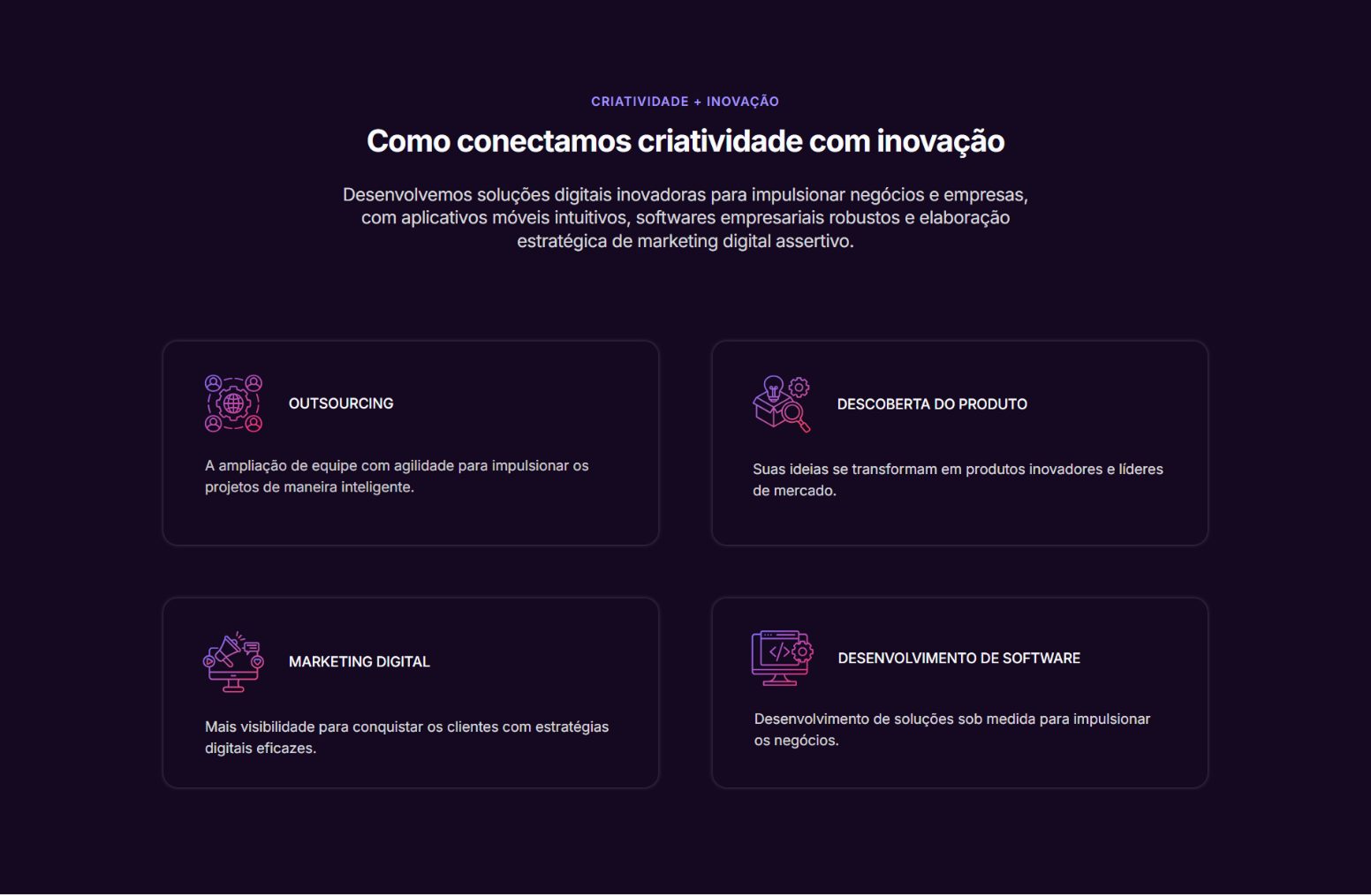 Accent color on the dark services grid