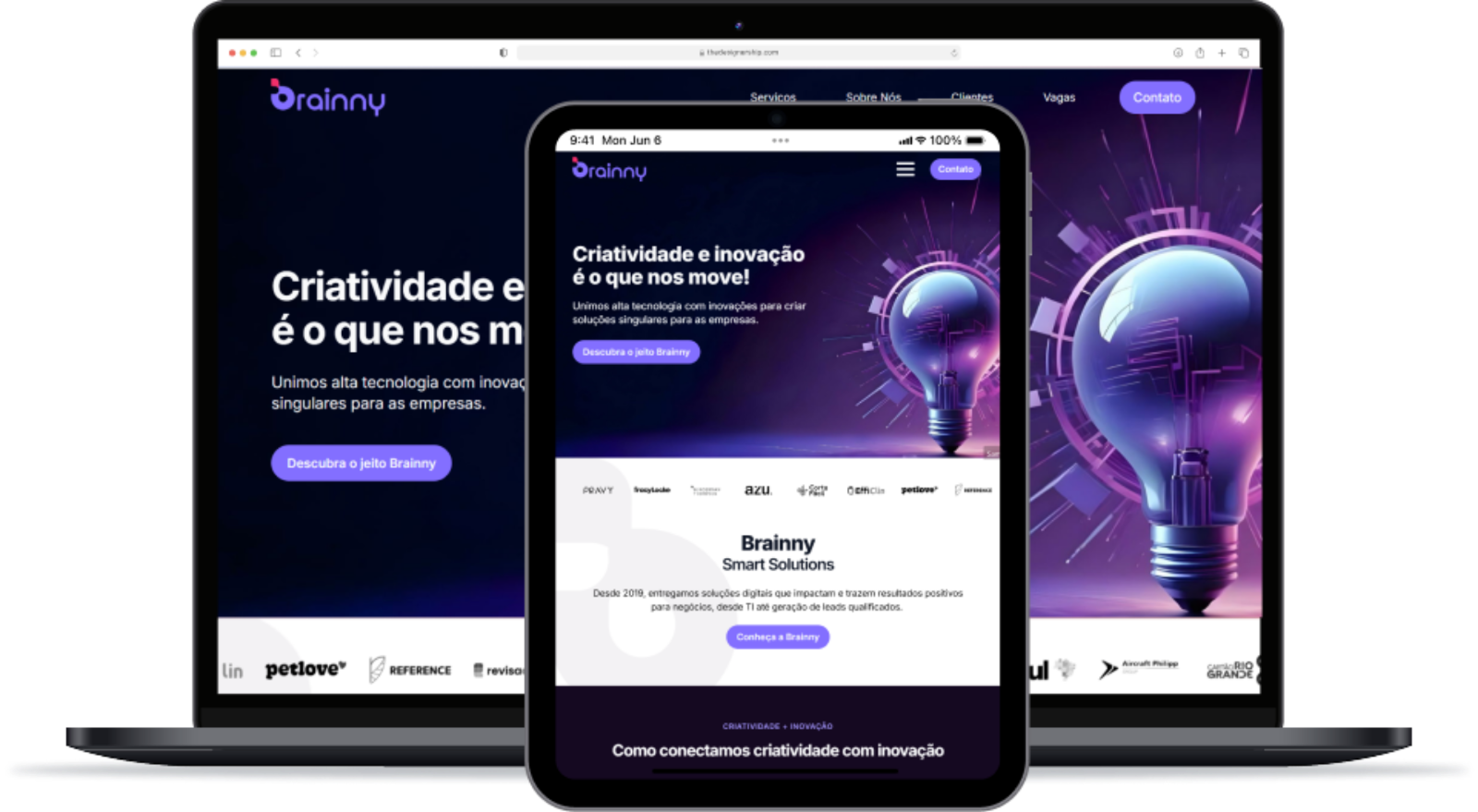Brainny site on laptop and tablet